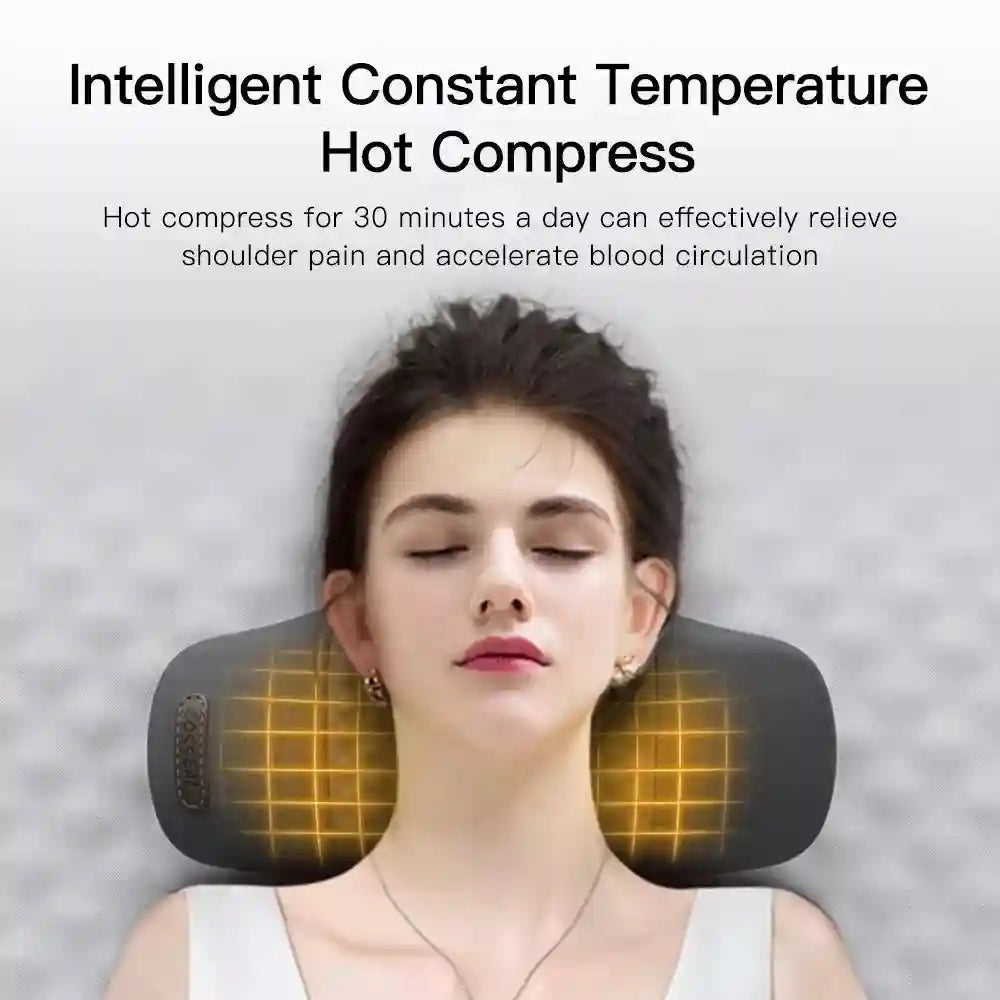 Electric Neck Massage Pillow with Heat and Vibration for Cervical Relief Massage Roller Tidesmit