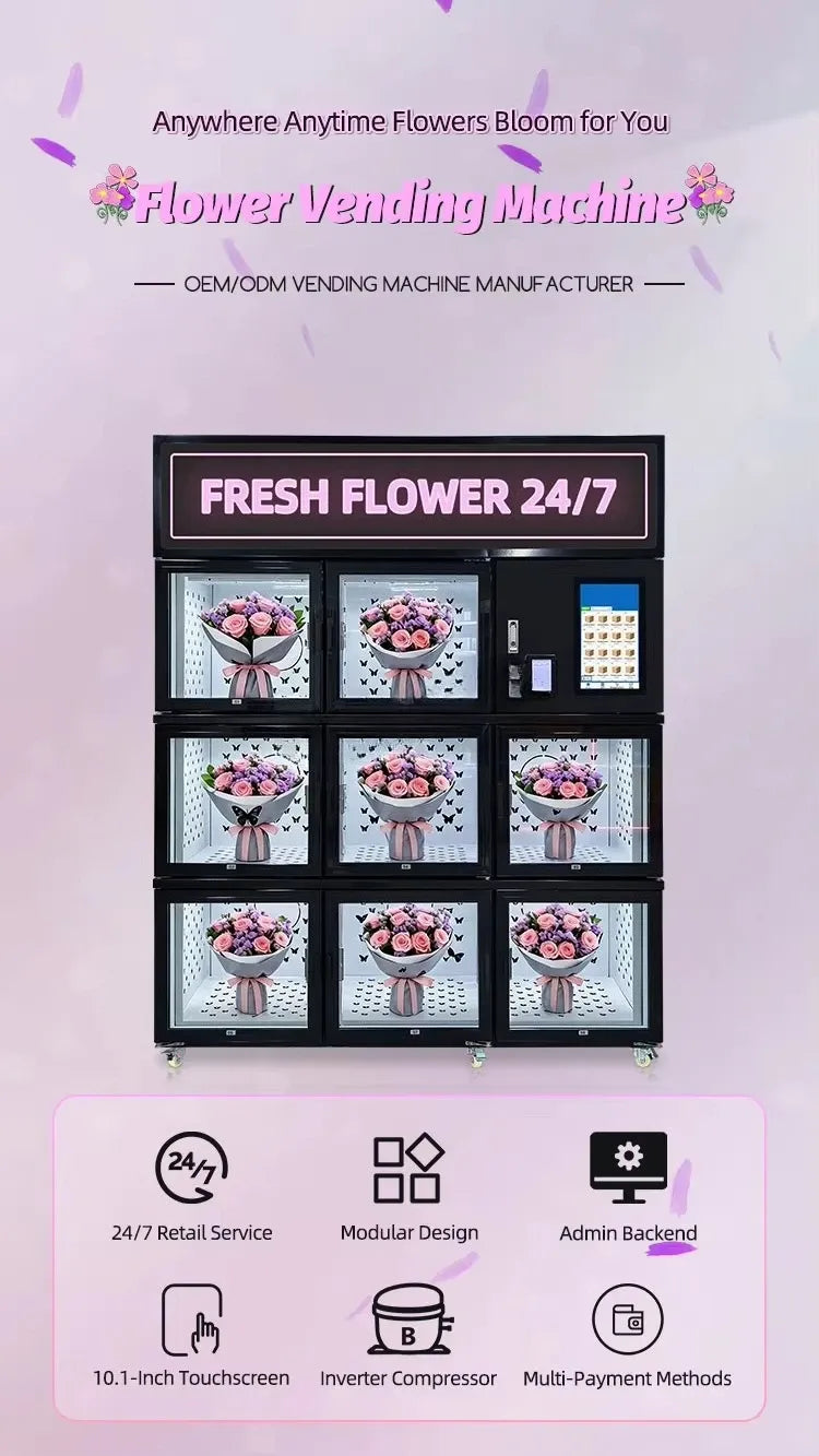 Tidesmit Flower Vending Machine Glass Display
