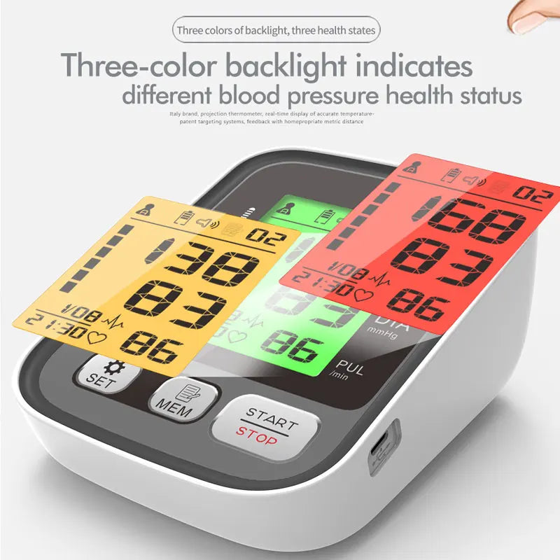 JYHealth Medical Digital Upper Arm Tensiometers BP Blood Pressure Monitor Heart Rate Meter Large Cuff Sphygmomanometer Tonometer