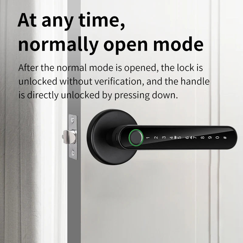 KERUI Fingerprint Door Lock  Works with Tuya Smart Electronic Door Lock with Fingerprint/Password/Key/Tuya APP/Card Unlock