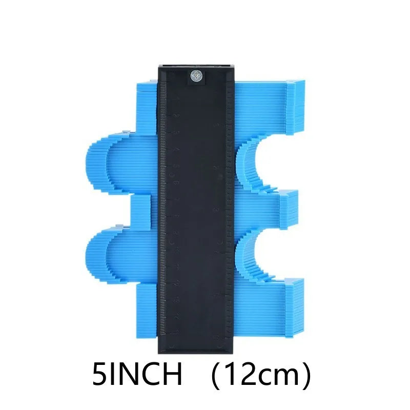 5-inch blue contour gauge duplicator with black center strip and flexible tooth edges