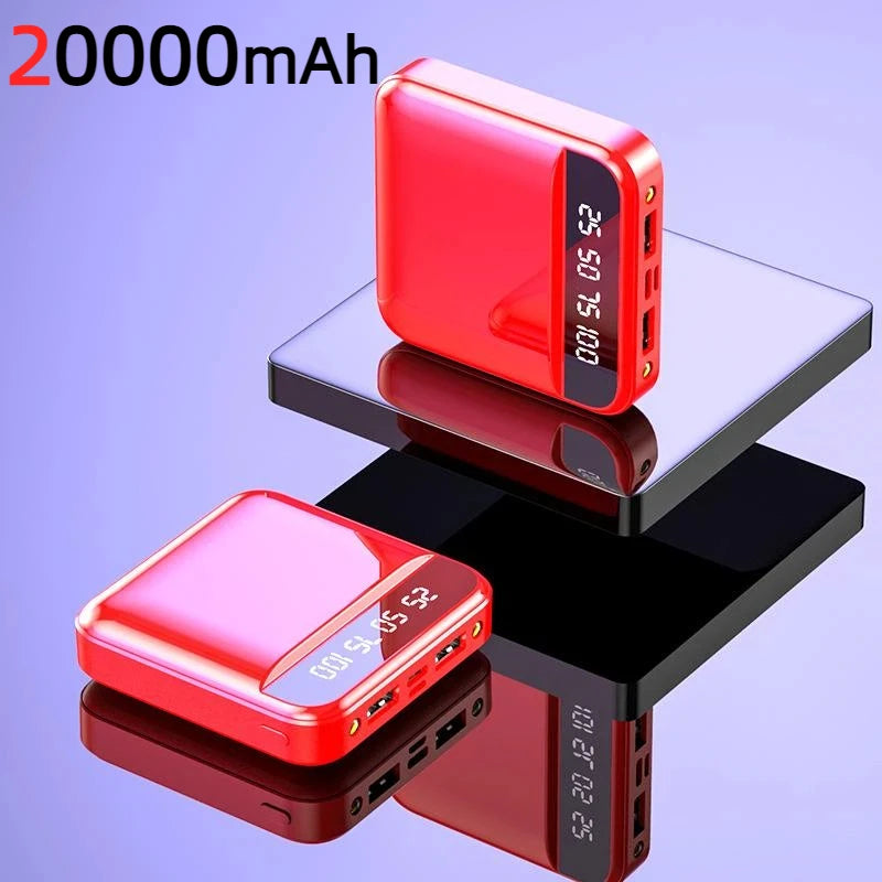 Portable Power Bank with Built-in Cable - High Capacity Fast Charger Red 20000mAh Tidesmit