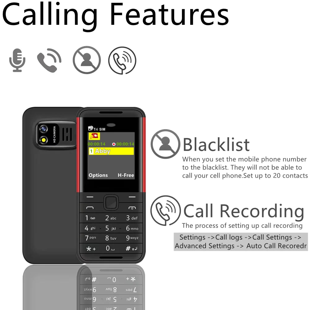 SERVO BM5310 Small Cell Phone 3 SIM Card 1.3" Screen Mini Mobile Phones Auto Call recorder Bluetooth dial Speed dial Cellphones