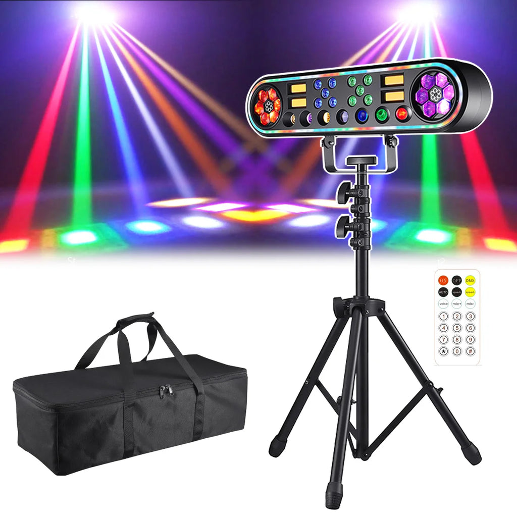 150W 5in1 Double Bee Eye Stage Light DMX512 Sound Activated Strobe RGBW LED Effect Light for DJ Disco KTV Theater