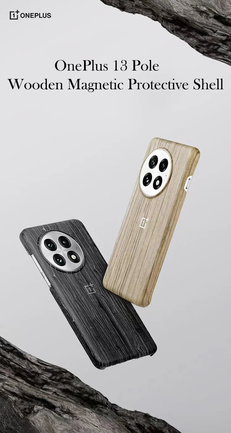 OnePlus 13 Magnetic Phone Case - Wood Grain Shock-Absorbing Cover Tidesmit