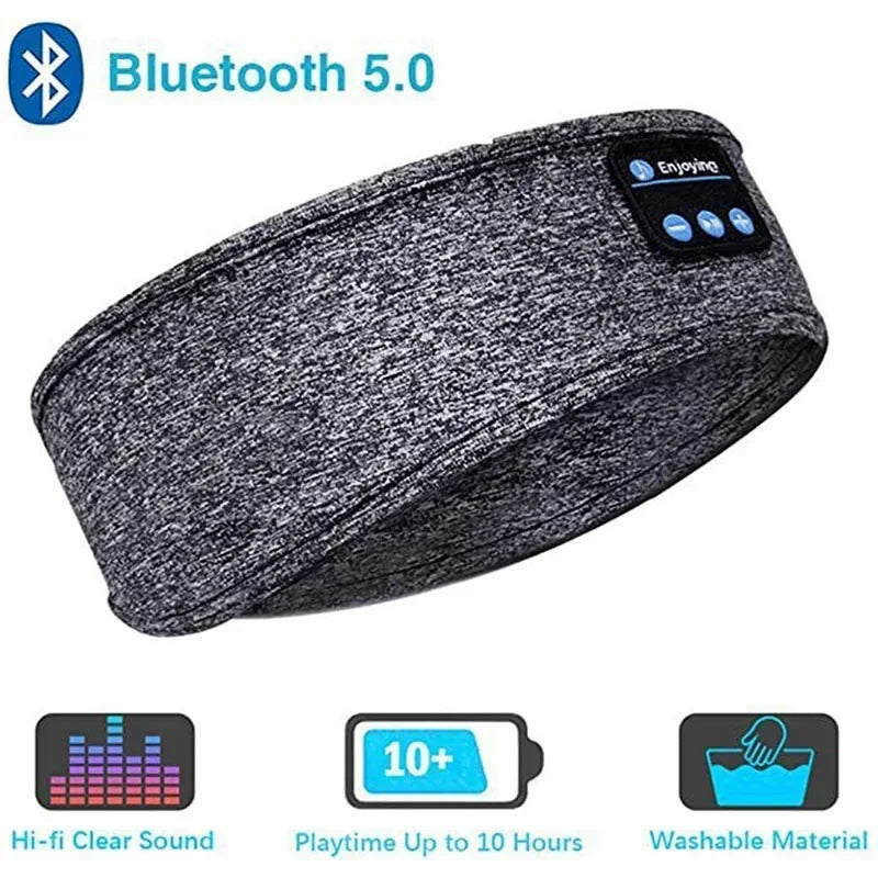 Sleep Headband Headphones: Wireless Bluetooth Soft Eye Mask for Travel GRAY Tidesmit