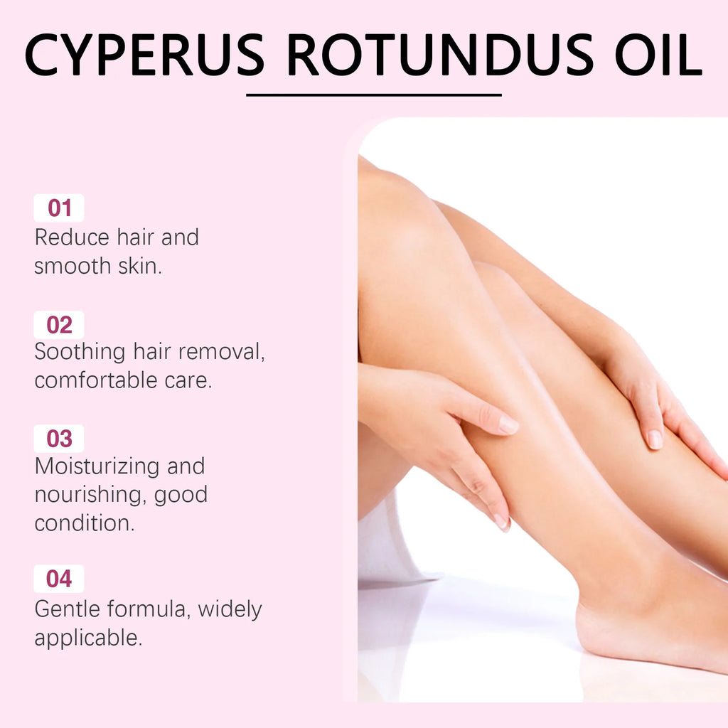 Oceaura Cyperus Rotundus essential oil for moisturizing post-hair removal skin treatment and smooth underarm care.