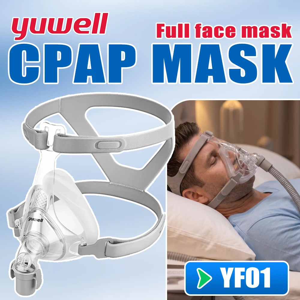 Yuwell YF-01 Cpap Mask Cpap Full Mask Sleep Apnea Mouth And Full Mask With Headgear For Cpap Bipap Machines For Sleep Apnea