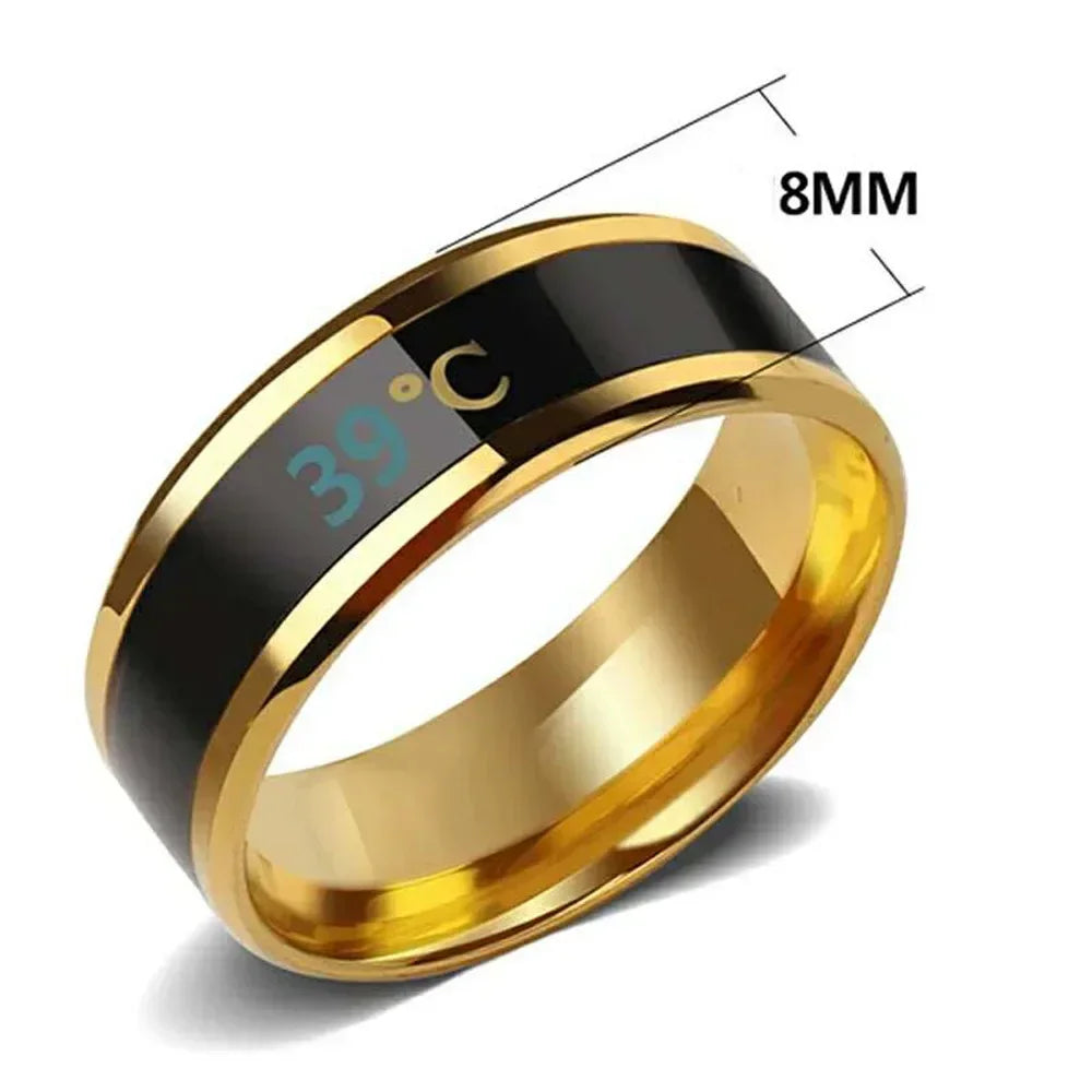 Size 6-13# Intelligent 38 Temperature Men Women Ring Stainless Steel Simple Creative Couple Mood Changing Number Finger