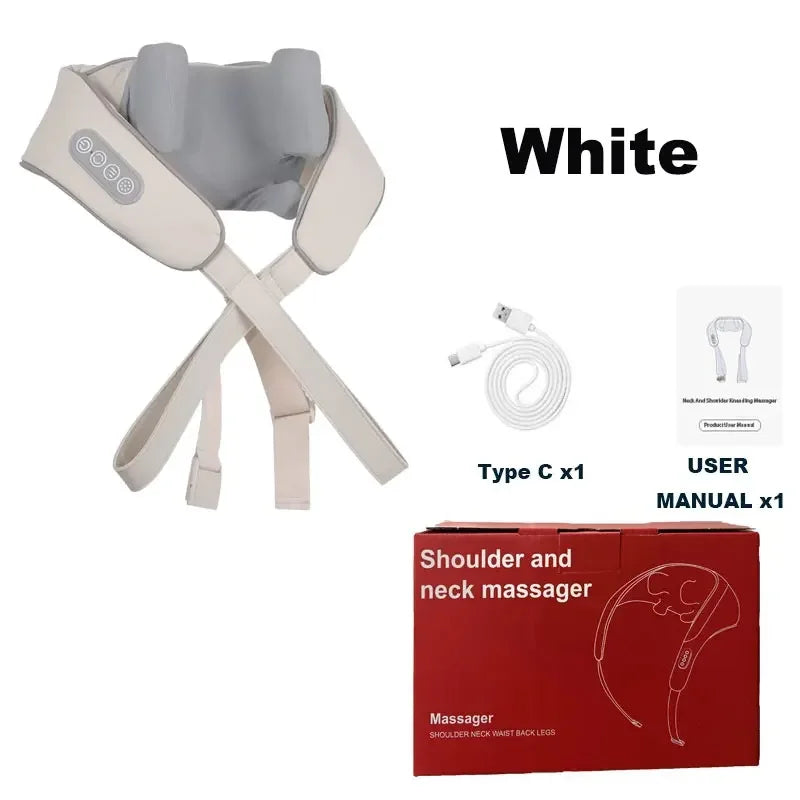 Shiatsu Neck Massager Cordless with Heat - Deep Tissue Relief GEN2 Relaxation Treatment GEN2 white Tidesmit