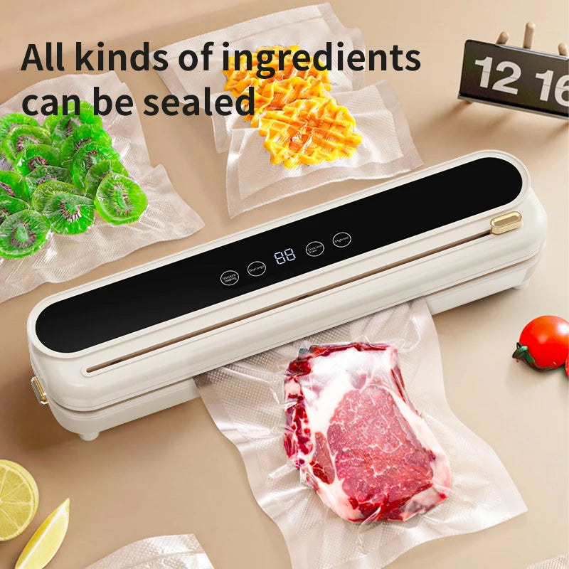 2026 New Electric Vacuum Sealer Built‑in Cutter Dry Wet Mode Automatic Food Sealer Kitchen Food Preservation Packaging Machine