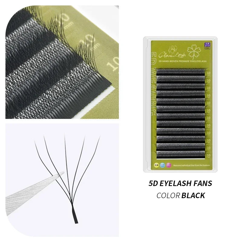 GLAMLASH 4D5D W Shaped Eyelash Extension Premade Volume Fans W Style Lashes Faux Mink Soft Easy Faning Natural Lashes False Eyelashes 5D W Black Tidesmit