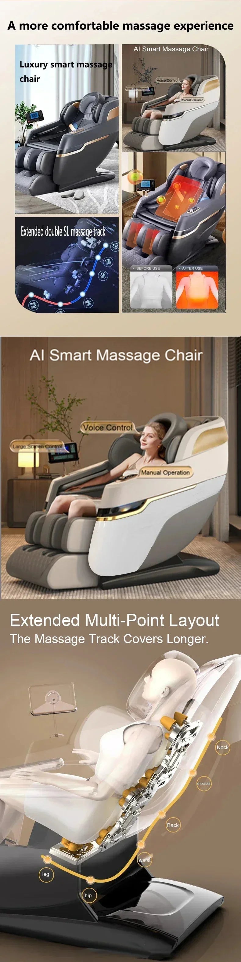 4D SL Track Zero Gravity Massage Chair | Tidesmit Premium Recliner Massage Chairs Tidesmit