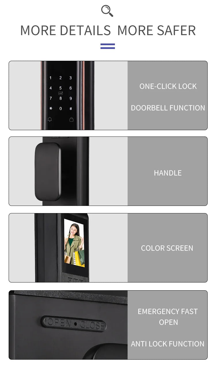 Digital Door Lock Competitive Price Fingerprint USmart Go APP Tuya Smart WiFi With Camera Smart Door Lock
