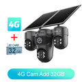 LS VISION Four Screens Camera Outdoor House Surveillance Cameras  4G SIM Wireless Camera Humanoid Automatic Tracking Ai Zoom
