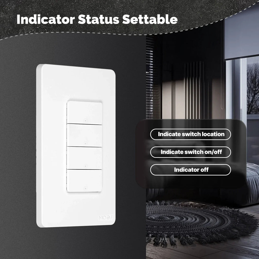 Smart Wi-Fi Wall Switch | App Controlled Light Switch | 1-4 Gang Tidesmit Tidesmit