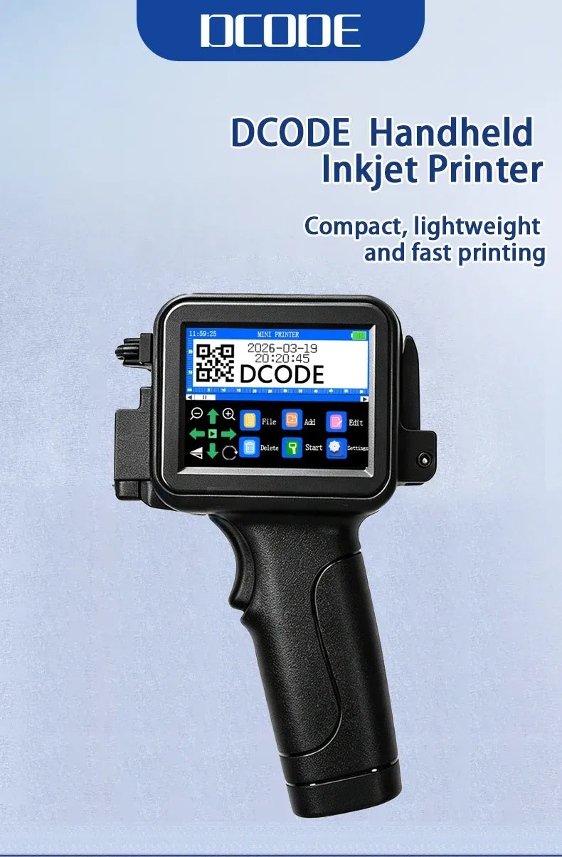 DCODE XTMINI 12.7mm Handheld Inkjet Printer Portable Printers Text QR Barcode Batch Number Logo Image Date Printing Machine