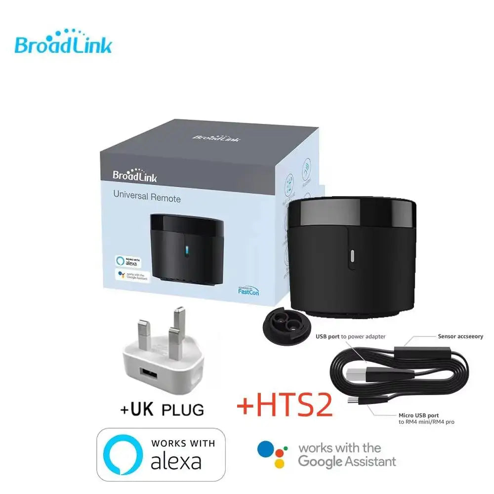 BroadLink RM4 Mini universal remote kit with HTS2 sensor and UK plug