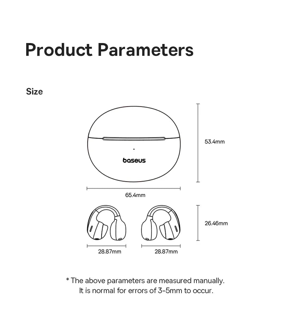 Baseus MC1 Pro Ear Clip Wireless Earphones Bluetooth 6.0 Hi-Res Ultra Open Earbuds earrings 4-Mic ENC Clip on ear buds Headphone Tidesmit