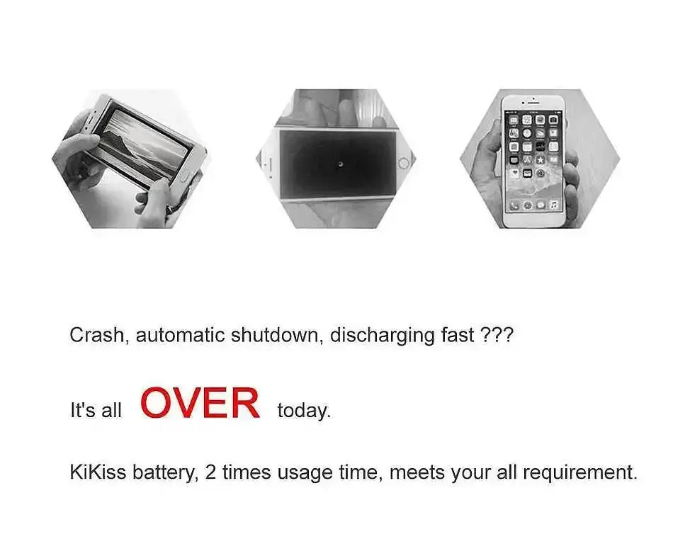 KiKiss BTY61 battery used with barcode scanner keypad, showing fast performance claims