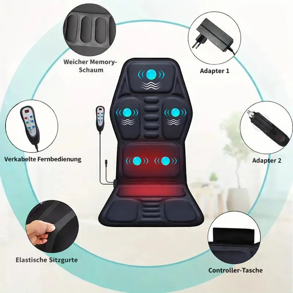 Massage Seat Cushion with Heat & Vibration - Portable Muscle Relief Massage Cushion Tidesmit