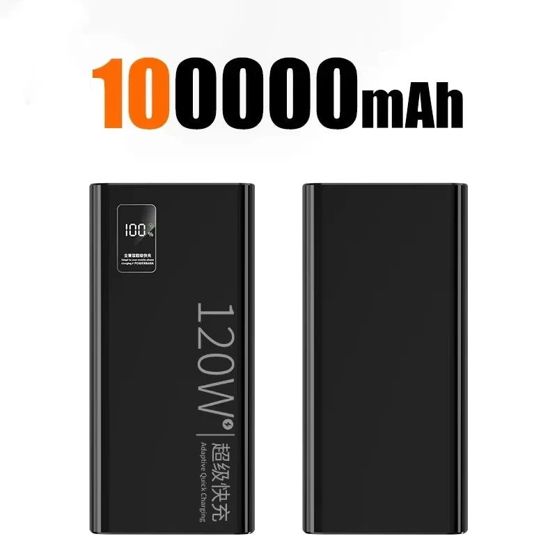 120W Fast Charging Power Bank 200000mAh | High Capacity Travel Battery Black 100000mAh Tidesmit