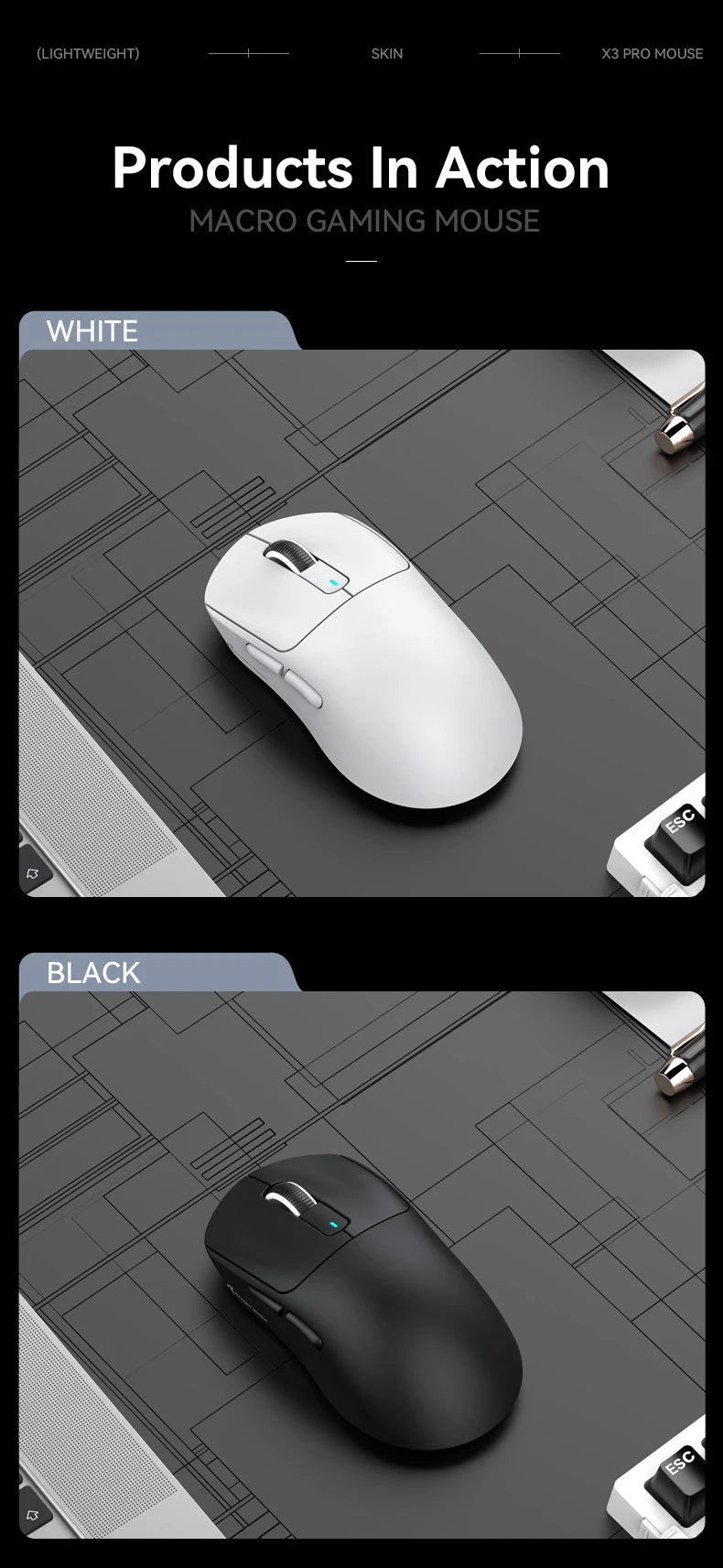 Attack Shark X3 X3Pro Wireless Tri-Mode Gaming Mouse 26K DPI PAW3395 Computer Gaming Peripherals CSGO Valorant Office Gift