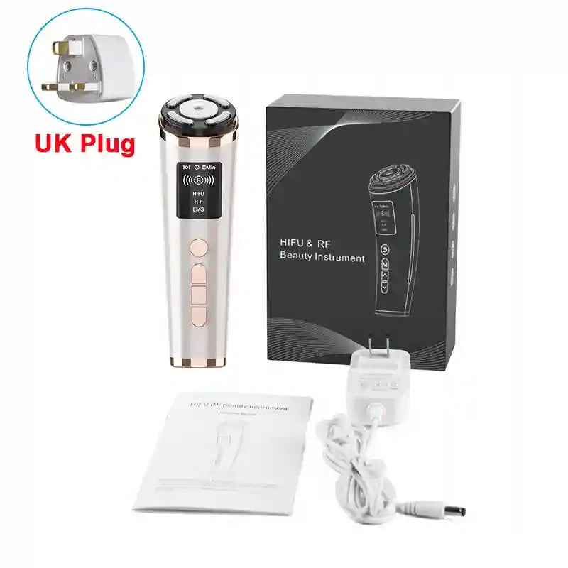 HIFU Face Lifting Machine with EMS Microcurrent & Heat Therapy Eye Massage Instrument UK Plug Tidesmit