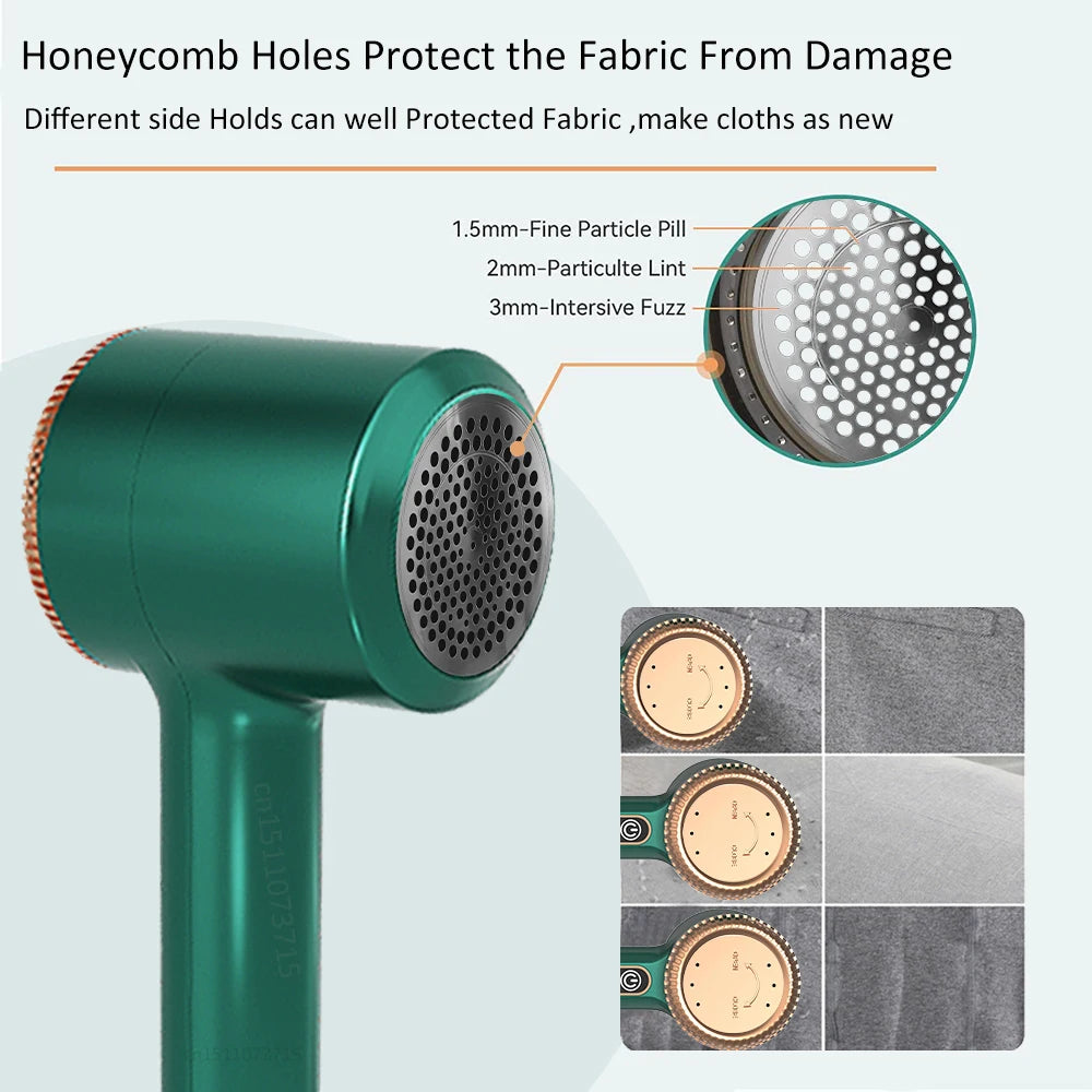 Tidesmit portable electric fabric shaver showing the precision blade head for removing lint and fuzz from clothing