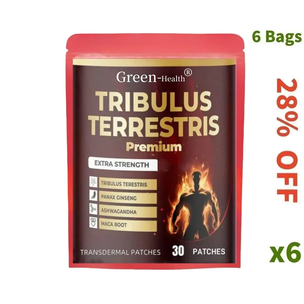 30 Patches Tribulus Terrestris Transdermal Patches With Ashwagandha, Panax Ginseng, Saw Palmetto, Maca For Men & Women