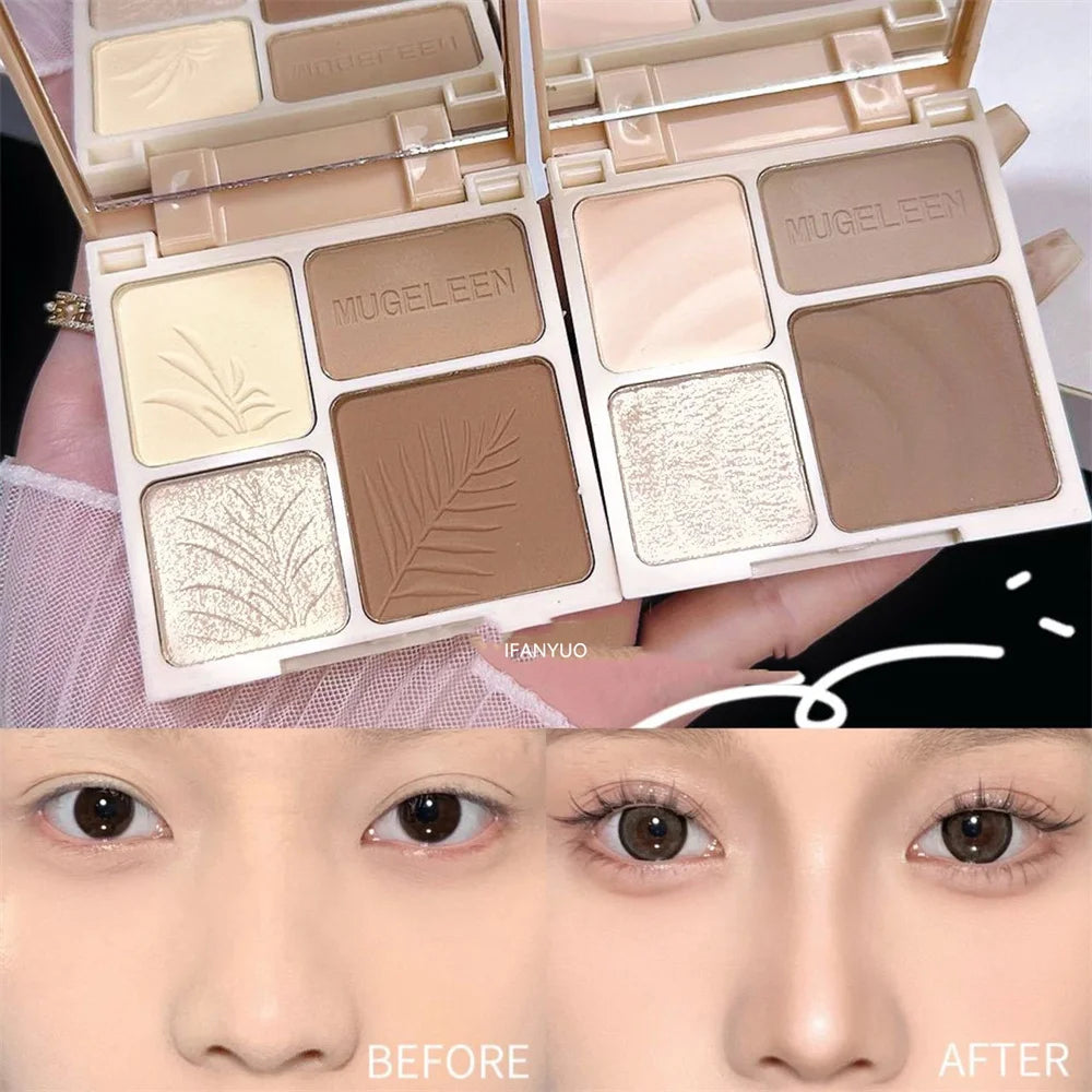 Tidesmit 4-color matte highlighter and bronzer contour palette showing texture detail for professional facial makeup