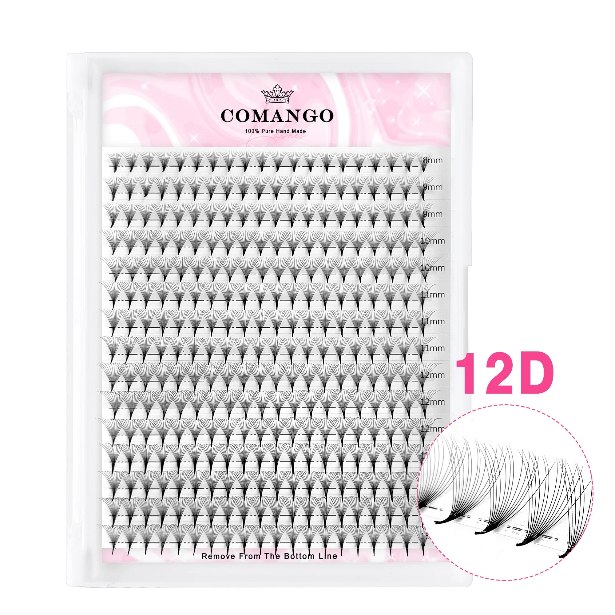 CoMango Wispy Pointy Base Premade Russian Volume Fans 3D 6D 10D 12D 14D 16D Lashes Extension 300 Fans False Mink Eyelashes False Eyelashes 12D 0.05 (300Fans) Tidesmit