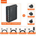 140W GaN USB-C Charger | Fast PD Adapter for Laptops & Mobile Devices with 5 charge cable China Mainland Tidesmit