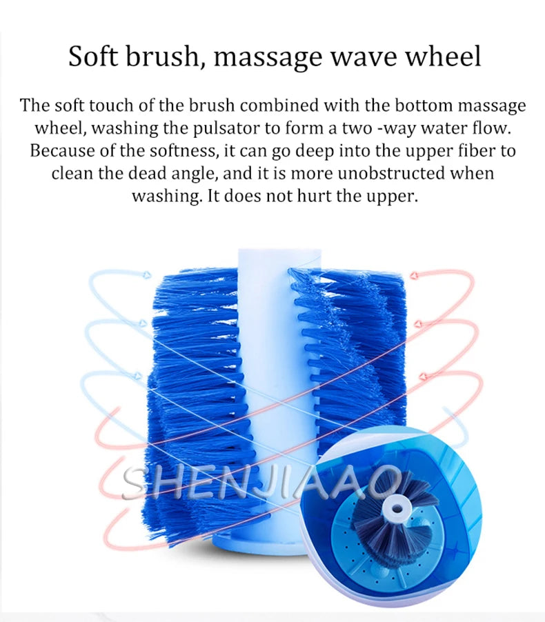Tidesmit 110V portable shoe washing machine with UV blue light sterilization for baby shoes, side profile view.