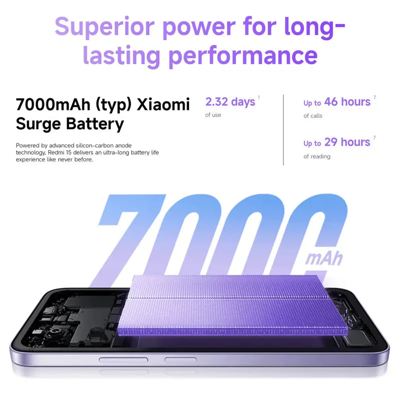 Phone Xiaomi Redmi 15 Global Version Android Snapdragon 685 128GB / 256GB ROM 6.9" FHD+ DotDisplay 50MP Camera 7000mAh 33W IP64