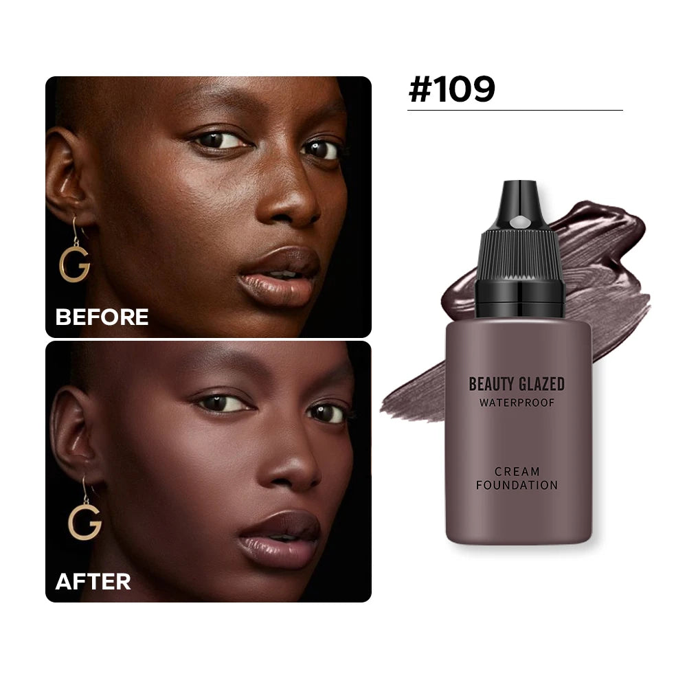 Tidesmit Beauty Glazed 24 Hour HD Full Cover Matte Liquid Foundation texture close-up for natural waterproof finish
