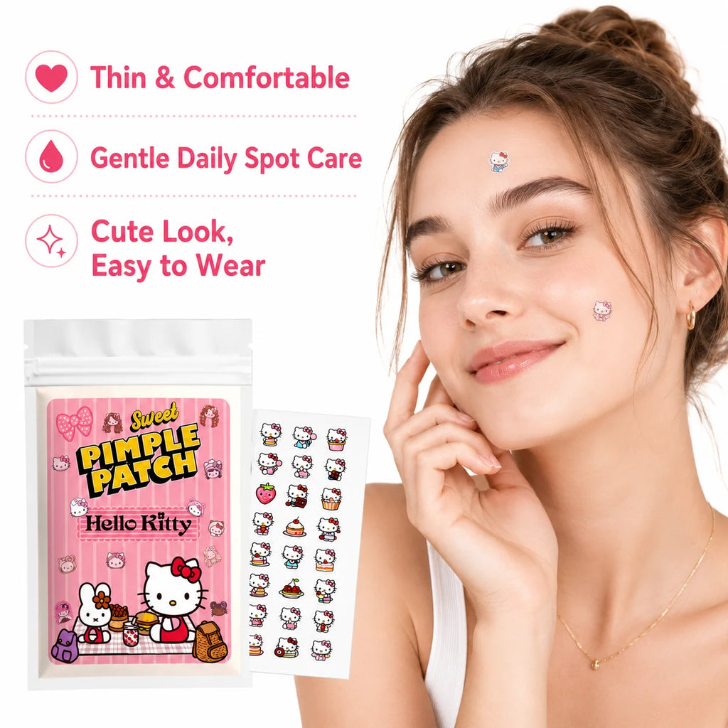 Hello Kitty Hydrocolloid Pimple Patch Acne Spot Cover Waterproof Breathable Invisible for Women Girls Daily Use