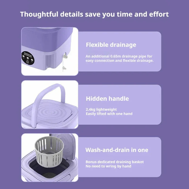 9L Collapsible Mini Washing Machine 100V-240V EU Plug