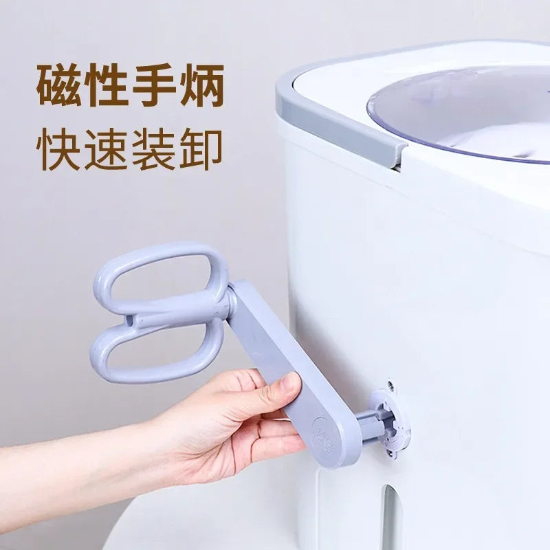 Tidesmit manual laundry and shoe washer featuring pedal and crank mechanism for washing infant clothes, side view