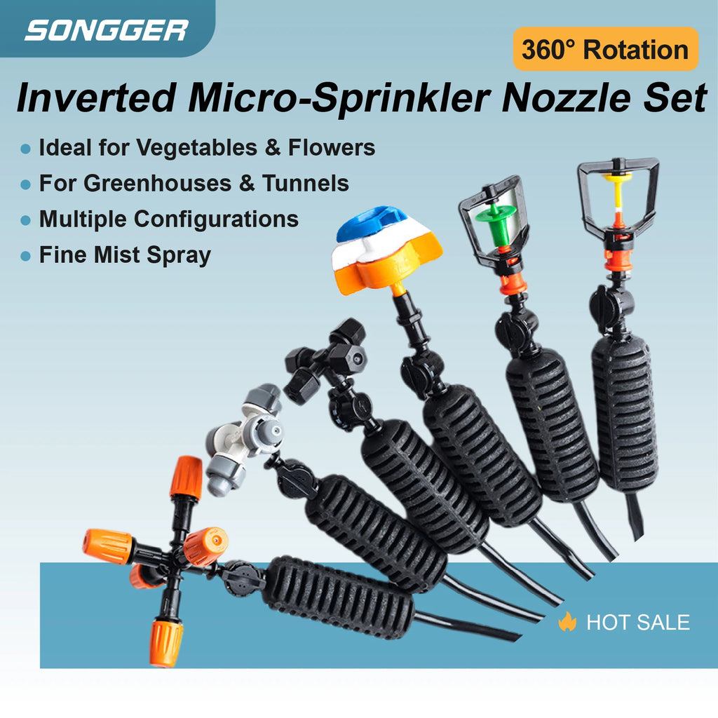 Greenhouse Hanging Mist Sprayer 360° Rotating Irrigation Spray Nozzle Fogging Sprinkler Nozzle for Garden Irrigation