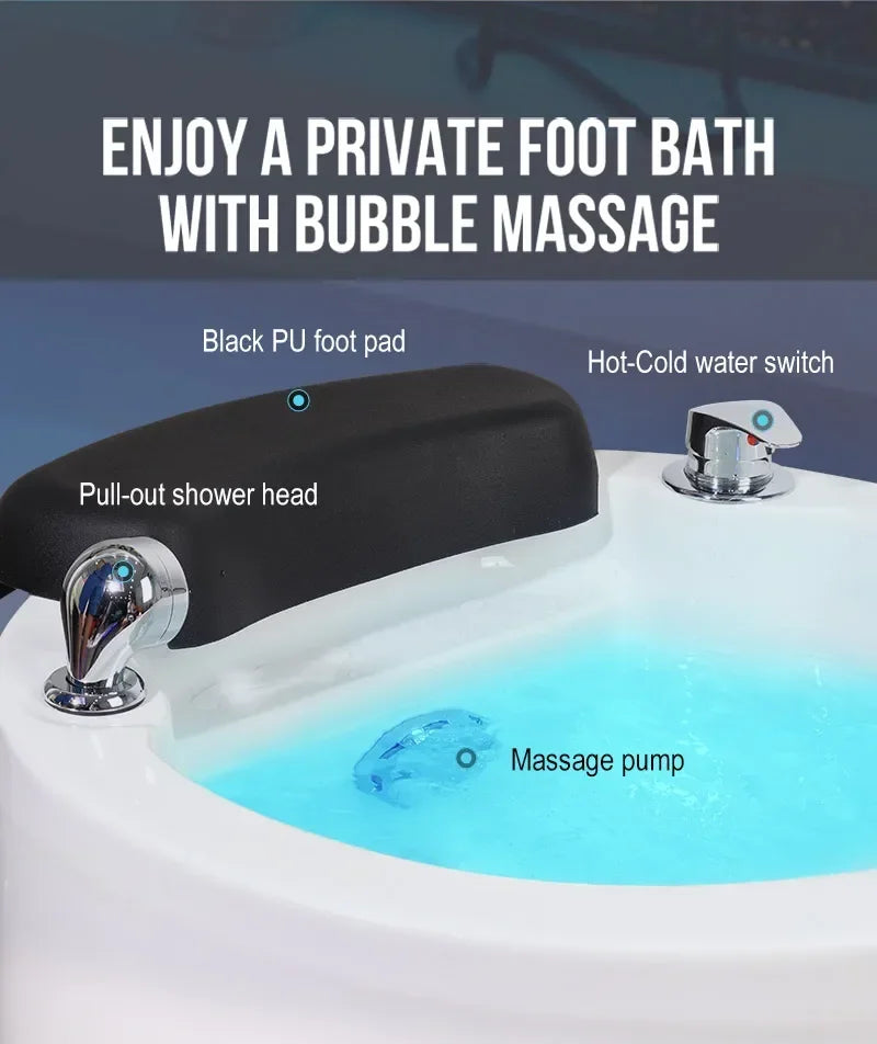 Electric Pedicure Basin with Massage Jets - 220V/110V Pro Model Massage Chairs Tidesmit