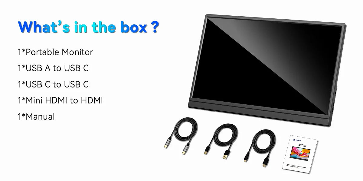 VEOUT 15.6-Inch Portable Monitor for Laptop 1080P HDR 16:9 Low Blue Light For XBox PS4 / 5 Switch Cell Phone PC Loptop Extension