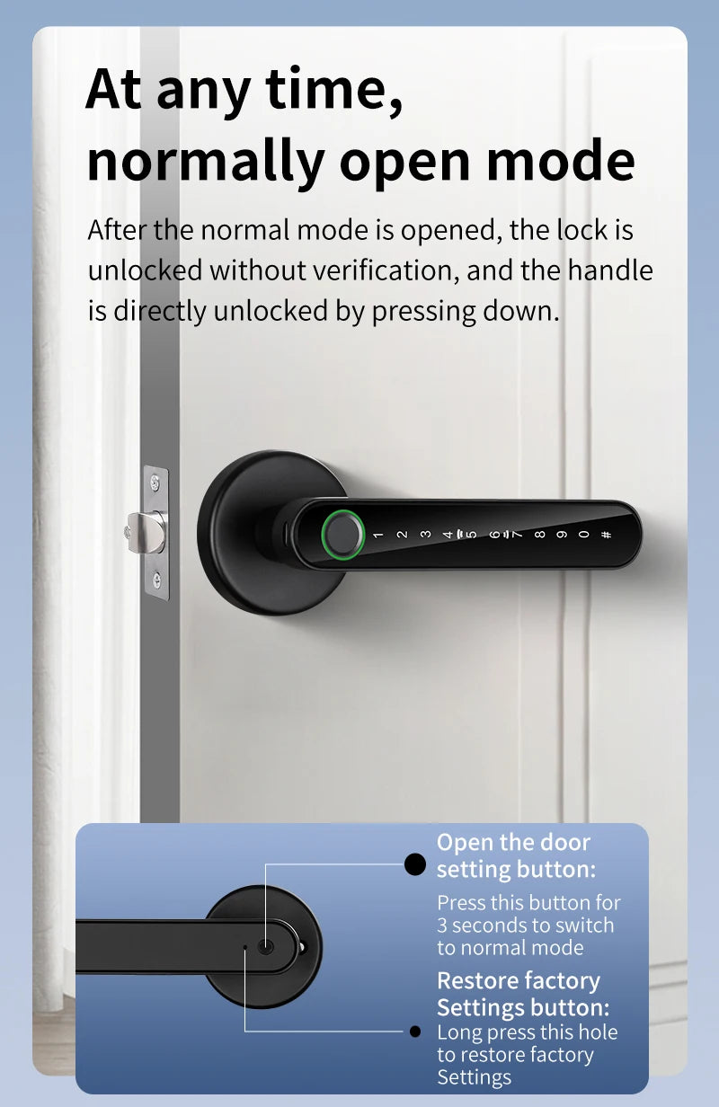 KERUI Fingerprint Door Lock  Works with Tuya Smart Electronic Door Lock with Fingerprint/Password/Key/Tuya APP/Card Unlock