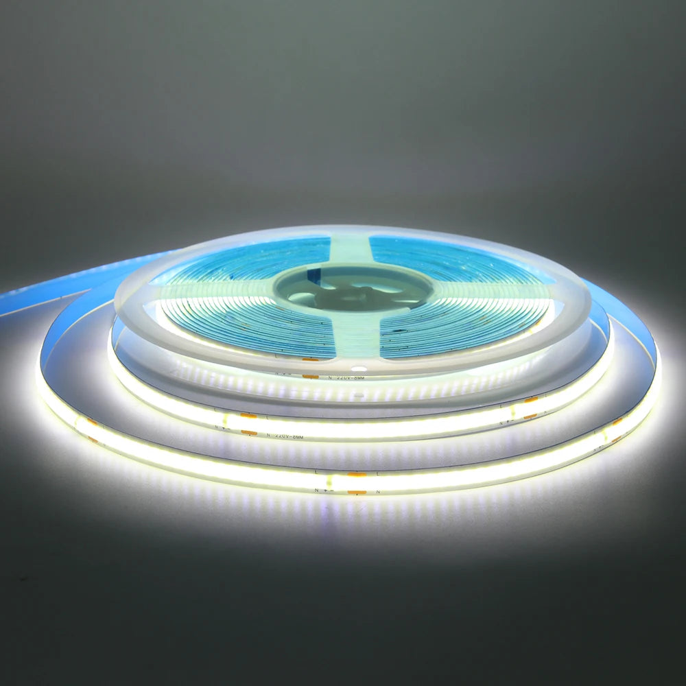 COB LED Strip Light Power Kit 220V 110V AC 3000K 4000K 6000K 2pin 240LEDs/m with IC Driver IP20 8mm PCB Dimmable Linear Lighting