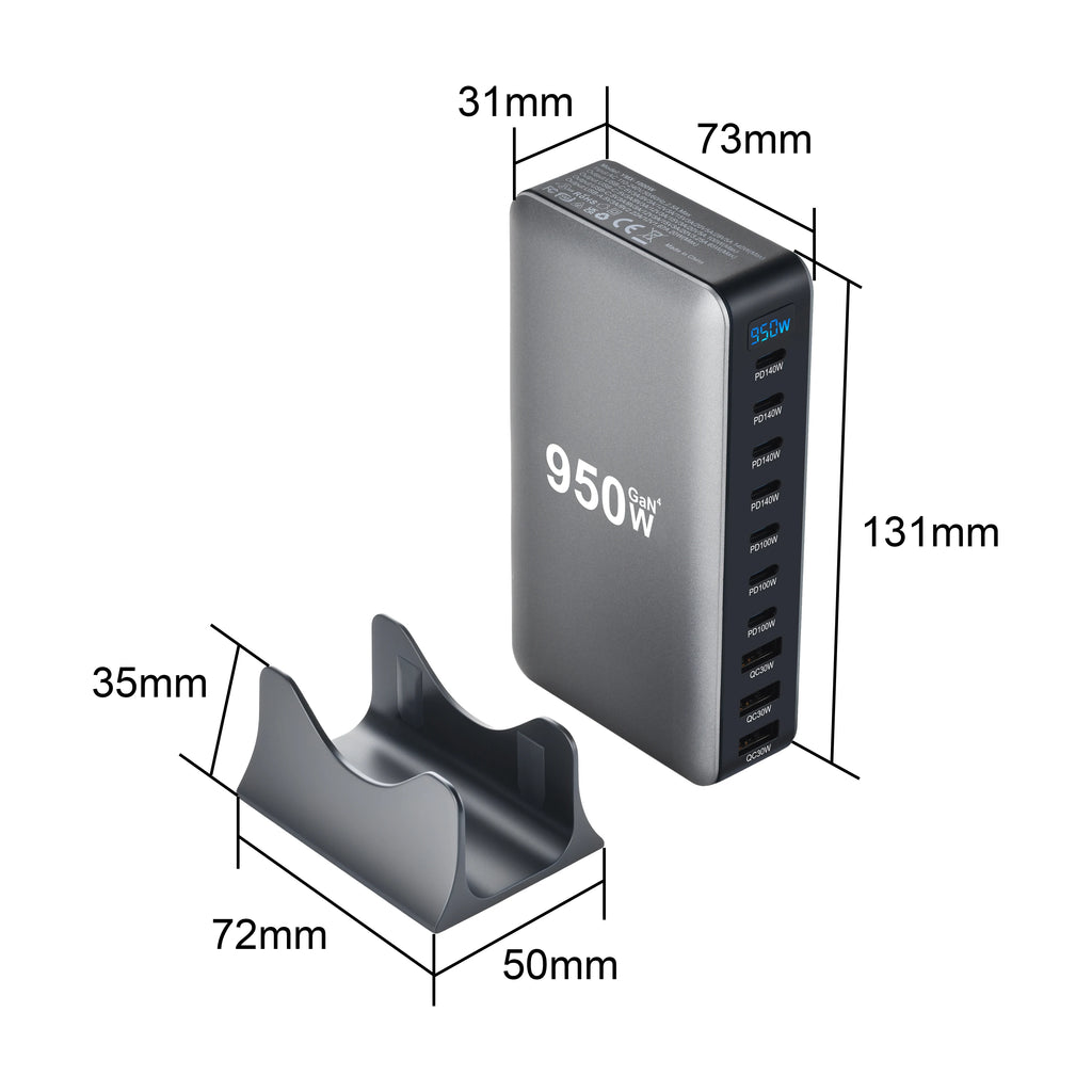 Tidesmit 950W 10-Port USB-C GaN Desktop Fast Charging Station Tidesmit