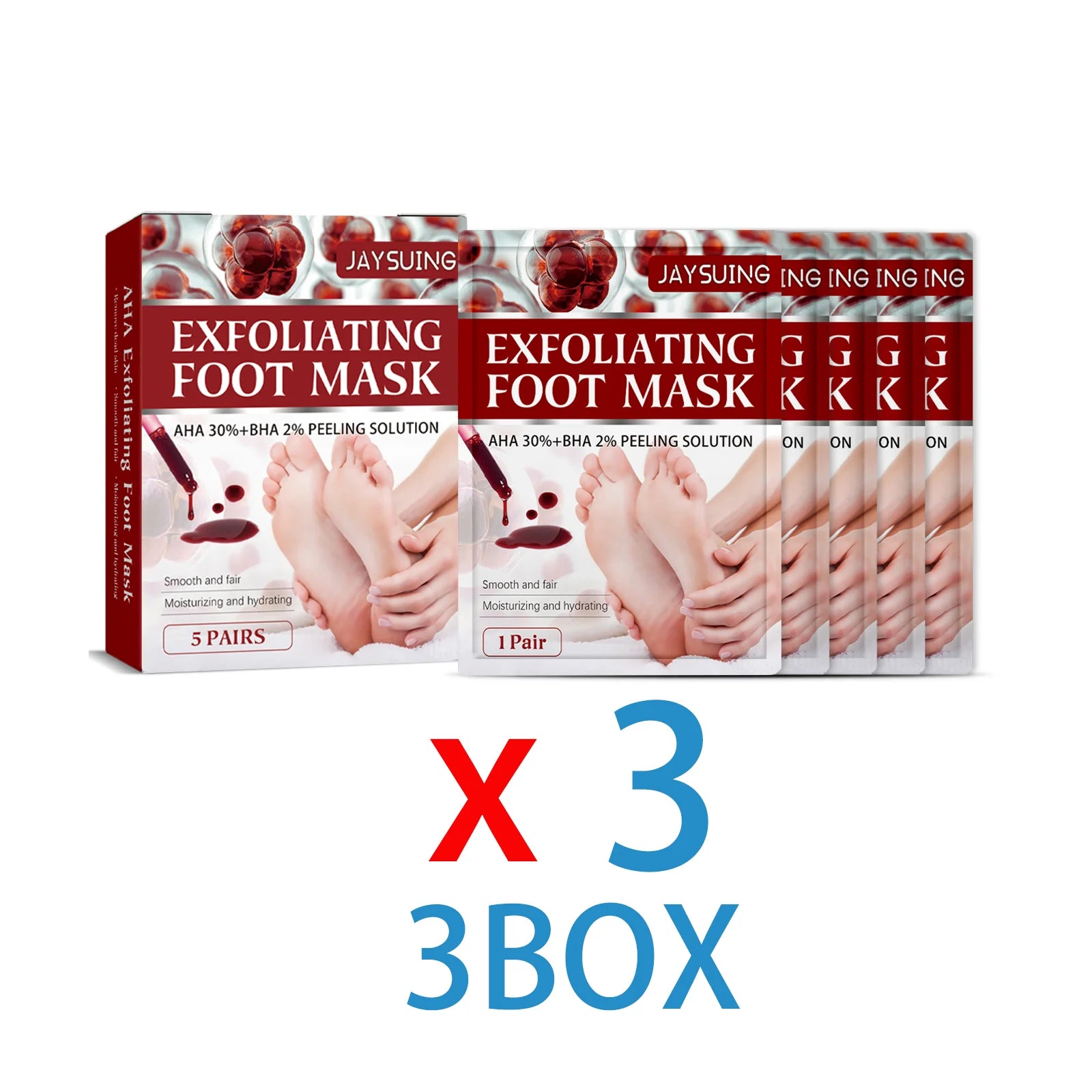 Exfoliating Foot Peel Mask - Apple Extract Callus Remover (5-15 Pack) Scrubs Treatments 3BOX(15PCS) Tidesmit