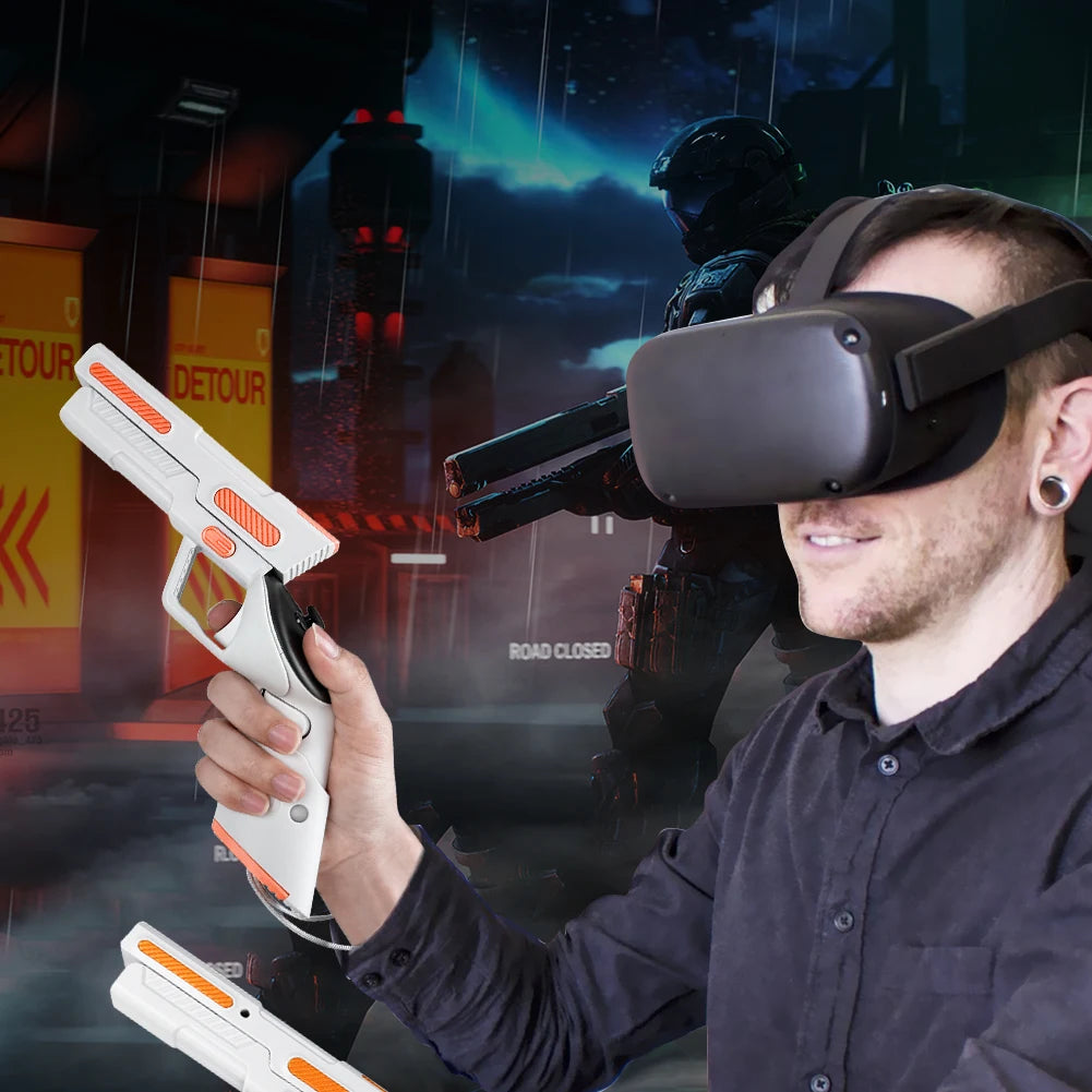 Meta Quest 3 VR Gun Stock Grip | Precision FPS Aiming Controller White Tidesmit