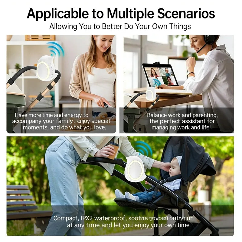 Baby Stroller Rocker Calming Device Wireless Bluetooth Speaker Sleep Aid Vibrating With Soothing Music White Noise Sound