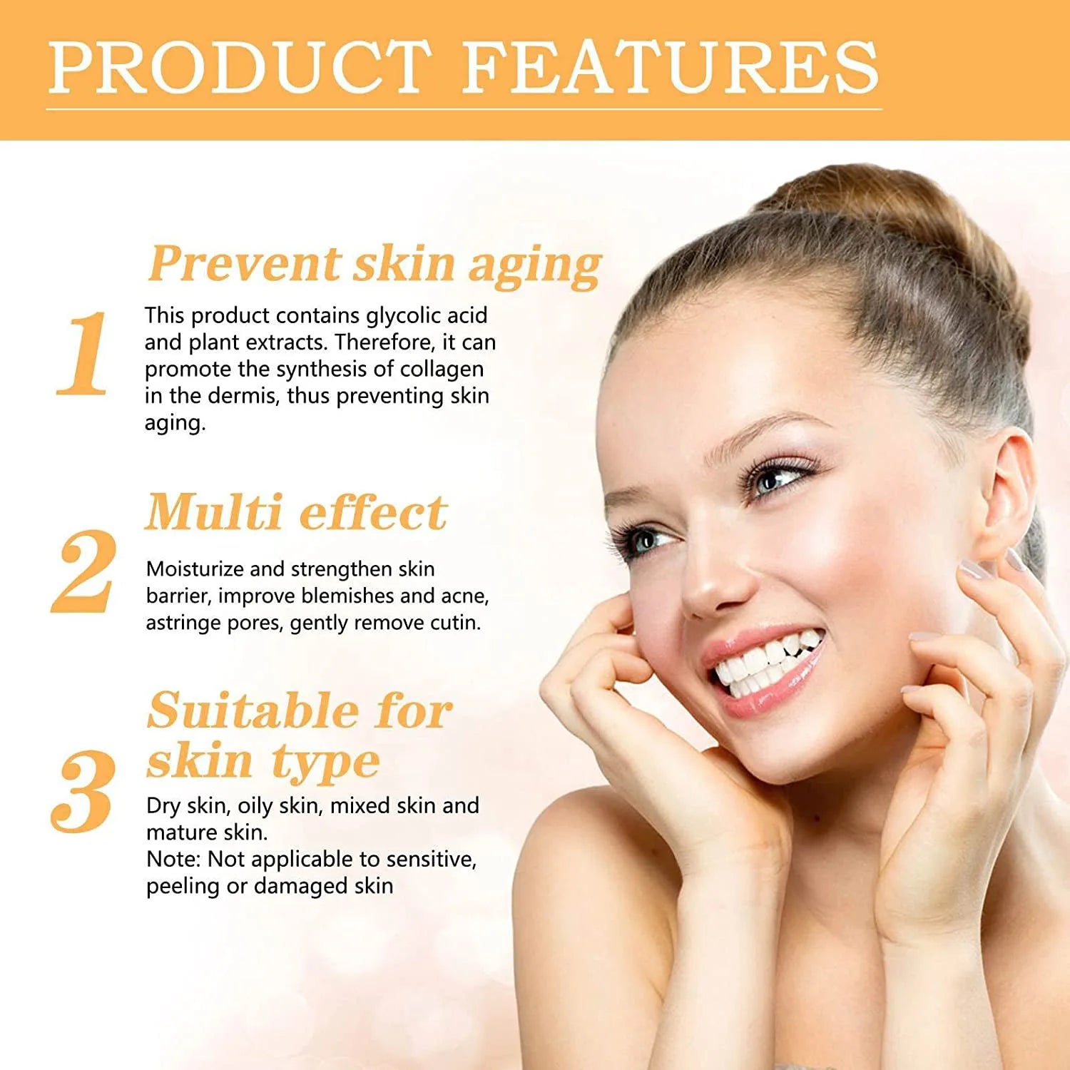 Tidesmit 100ml Glycolic Acid 7% exfoliating face toner texture close-up for acne treatment and skin rejuvenation
