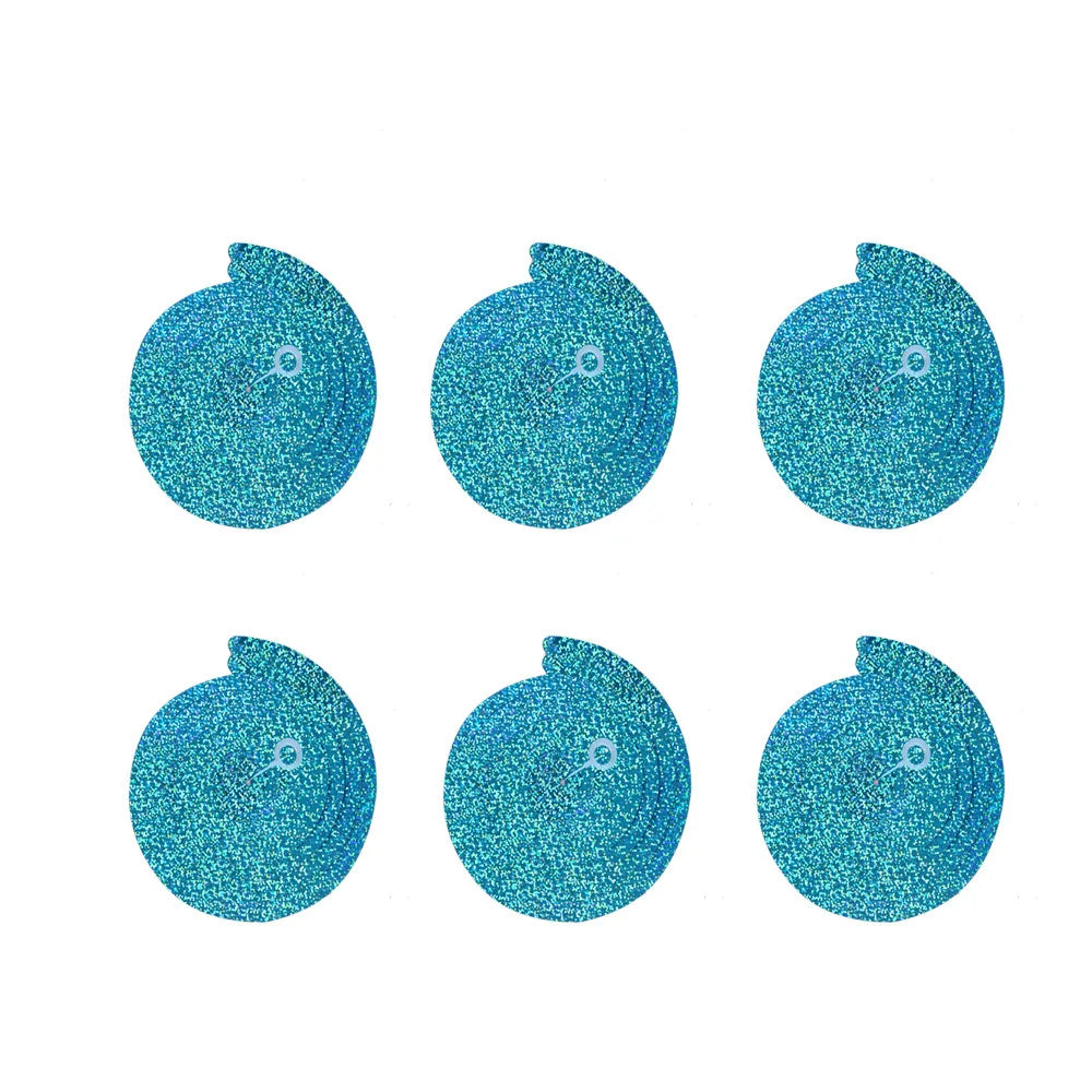 6-pack laser blue hanging swirl decorations for festive pet birthday party supplies and home celebrations.
